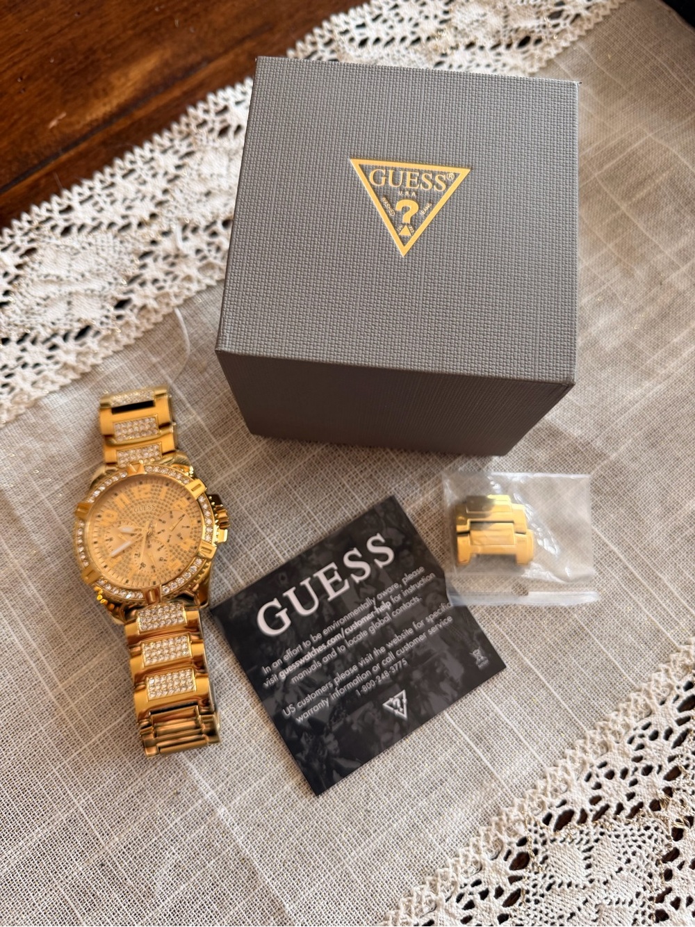 Guess Gold Crystal-Accented Women's Bracelet Watch